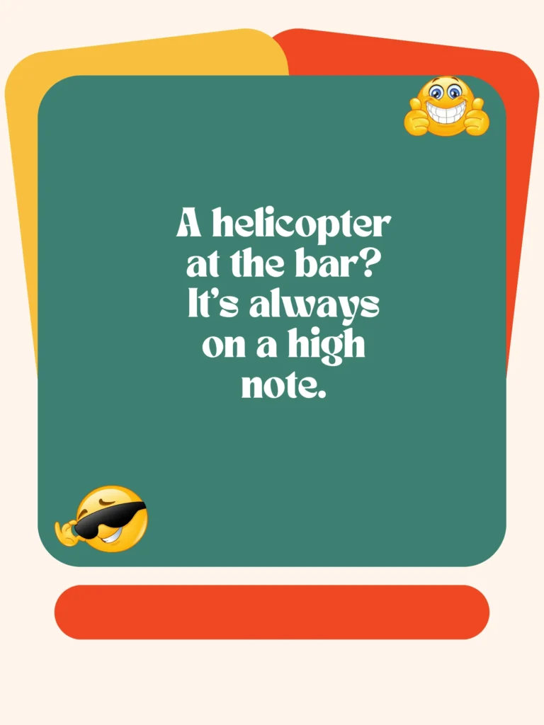 A helicopter at the bar